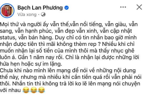 Bà xã Huỳnh Anh đăng đàn bóc phốt một người nổi tiếng nợ tiền cô không chịu trả
